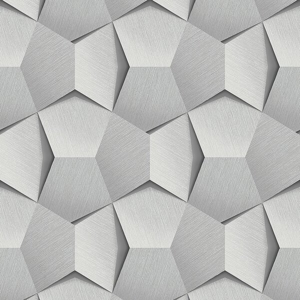 Sivá vliesová 3D tapeta geometrický vzor A54604, Vavex 2024