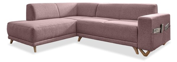 Ružová rozkladacia/s úložným priestorom rohová pohovka (ľavý roh/do L) Classy Sophie – Miuform
