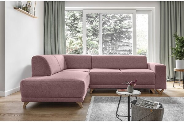 Ružová rozkladacia/s úložným priestorom rohová pohovka (ľavý roh/do L) Classy Sophie – Miuform