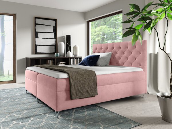 Wilsondo Čalúnená boxspring posteľ s matracom Guliette 120x200 - ružová