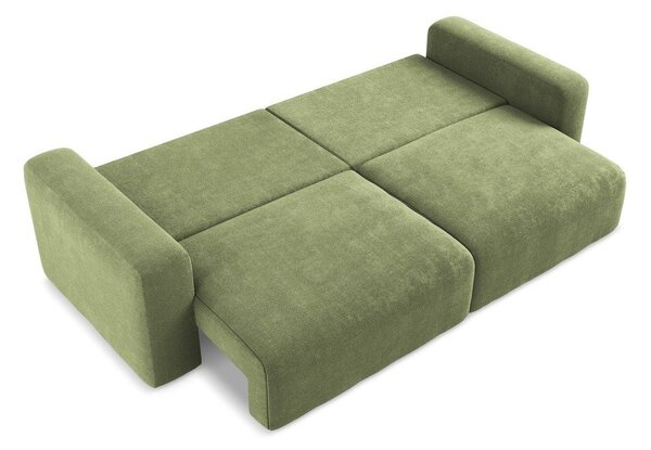 Zelená ženilková rozkladacia/s úložným priestorom pohovka 252 cm Kona – Makamii