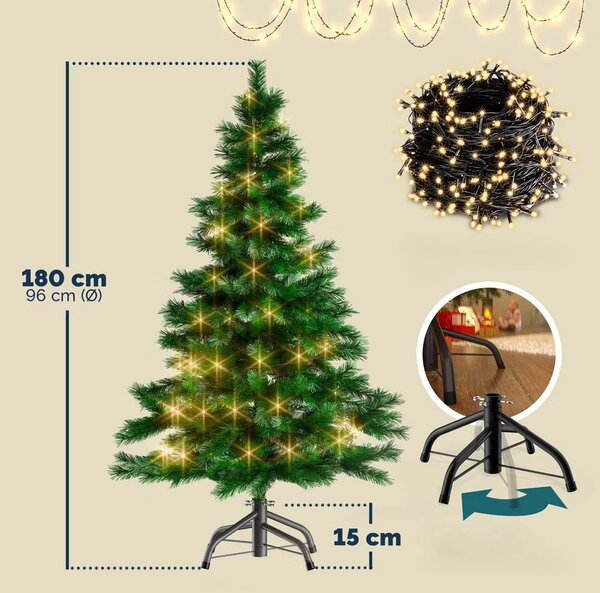 Umelý vianočný stromček 180 cm + svetelná reťaz