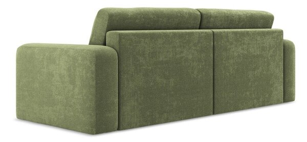 Zelená ženilková rozkladacia/s úložným priestorom pohovka 252 cm Kona – Makamii