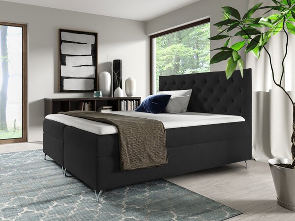 Wilsondo Čalúnená boxspring posteľ s matracom Guliette 120x200 - čierna