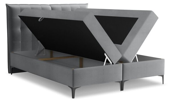 Sivá boxspring posteľ s úložným priestorom 180x200 cm Mikana – Makamii