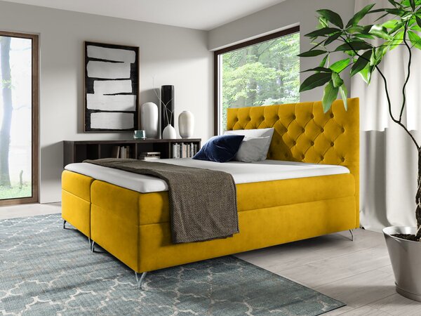 Wilsondo Čalúnená boxspring posteľ s matracom Guliette 120x200 - žltá