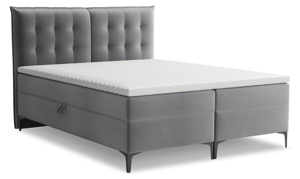 Sivá boxspring posteľ s úložným priestorom 180x200 cm Mikana – Makamii