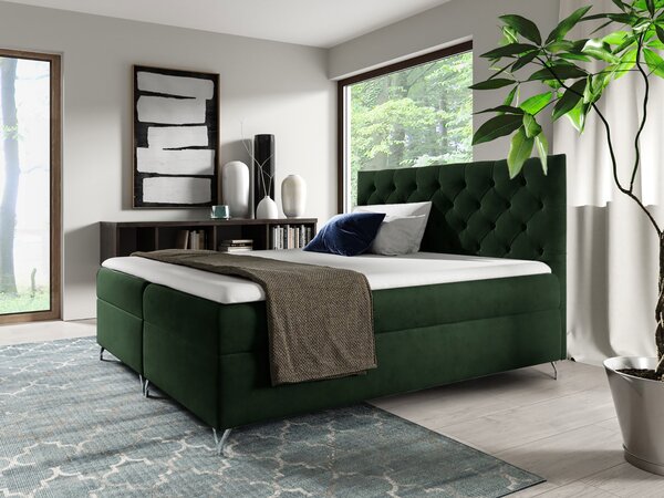 Wilsondo Čalúnená boxspring posteľ s matracom Guliette 120x200 - zelená