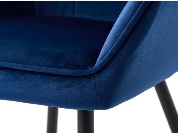 Tmavomodré čalúnené jedálenské kreslá v súprave s podrúčkami 2 ks Nolan Square – Unique Furniture