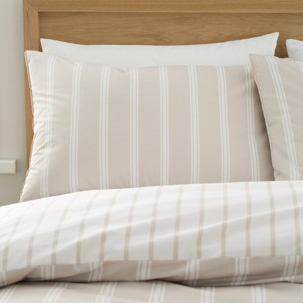 Béžové bavlnené predĺžené obliečky na dvojlôžko 230x220 cm Ashford Stripe – Bianca