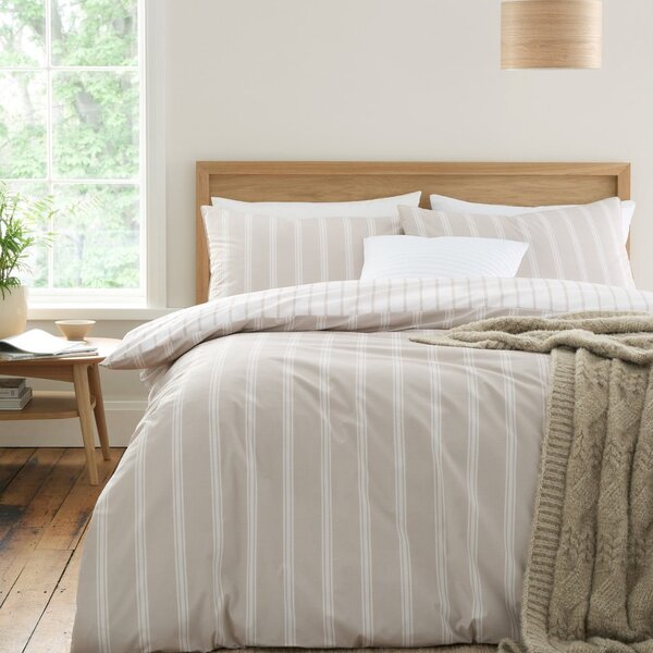 Béžové bavlnené predĺžené obliečky na dvojlôžko 230x220 cm Ashford Stripe – Bianca