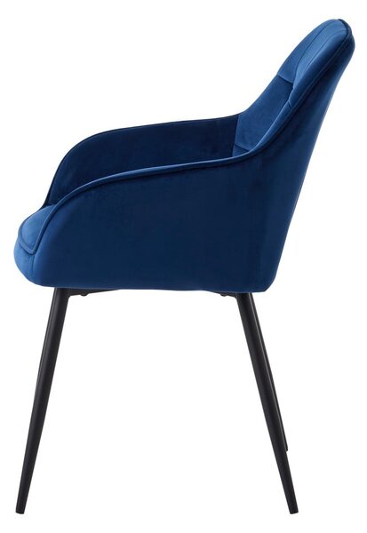 Tmavomodré čalúnené jedálenské kreslá v súprave s podrúčkami 2 ks Nolan Square – Unique Furniture
