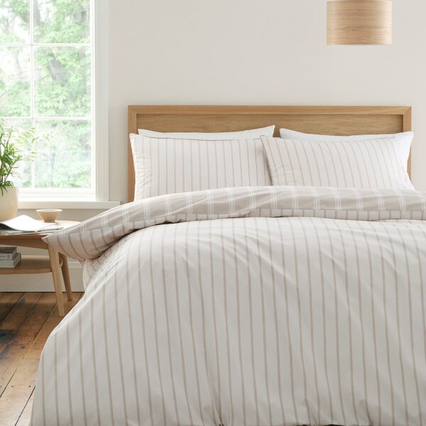 Béžové bavlnené predĺžené obliečky na dvojlôžko 230x220 cm Ashford Stripe – Bianca