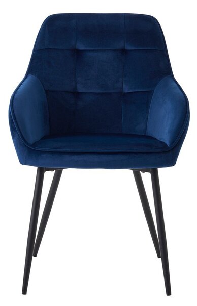 Tmavomodré čalúnené jedálenské kreslá v súprave s podrúčkami 2 ks Nolan Square – Unique Furniture
