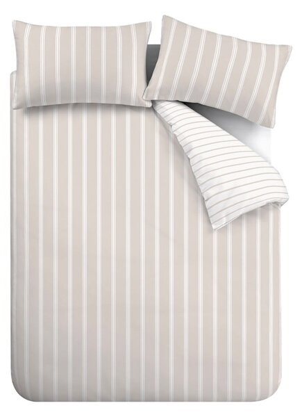 Béžové bavlnené predĺžené obliečky na dvojlôžko 230x220 cm Ashford Stripe – Bianca