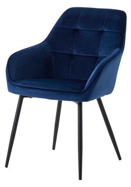 Tmavomodré čalúnené jedálenské kreslá v súprave s podrúčkami 2 ks Nolan Square – Unique Furniture