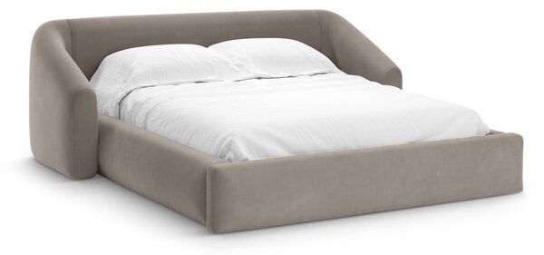 Svetlohnedá čalúnená dvojlôžková posteľ s úložným priestorom s roštom 180x200 cm Campi – Cosmopolitan Design