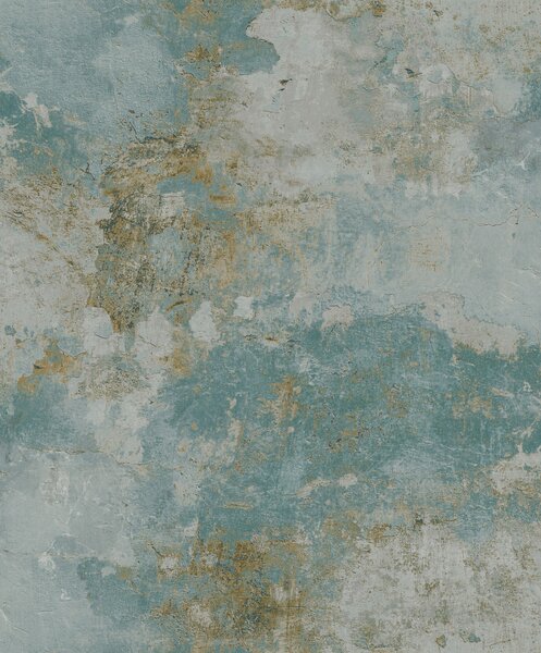 Grandeco A63103 Tyrkysová vliesová betónová tapeta na stenu, rozmery 0,53 x 10,05 m
