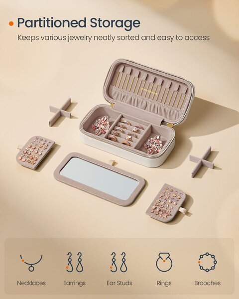 SONGMICS Šperkovnica ANAH 20,5 cm biela
