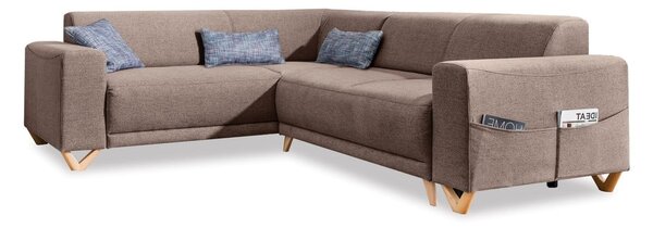 Hnedá rozkladacia/s úložným priestorom rohová pohovka (ľavý roh/do L) Classy Sophie – Miuform