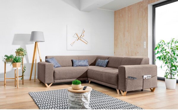 Hnedá rozkladacia/s úložným priestorom rohová pohovka (ľavý roh/do L) Classy Sophie – Miuform