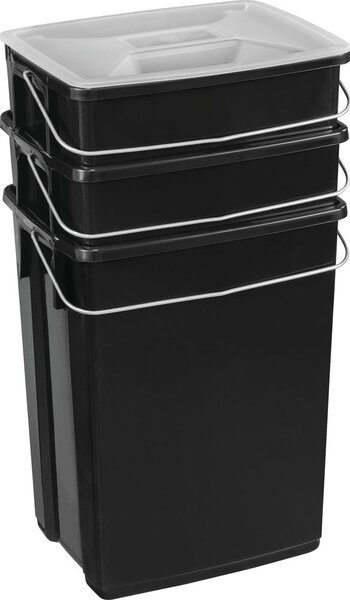 Čierne plastové odpadkové koše v súprave 3 ks 2x10+6 l na triedený odpad Biobox – Curver