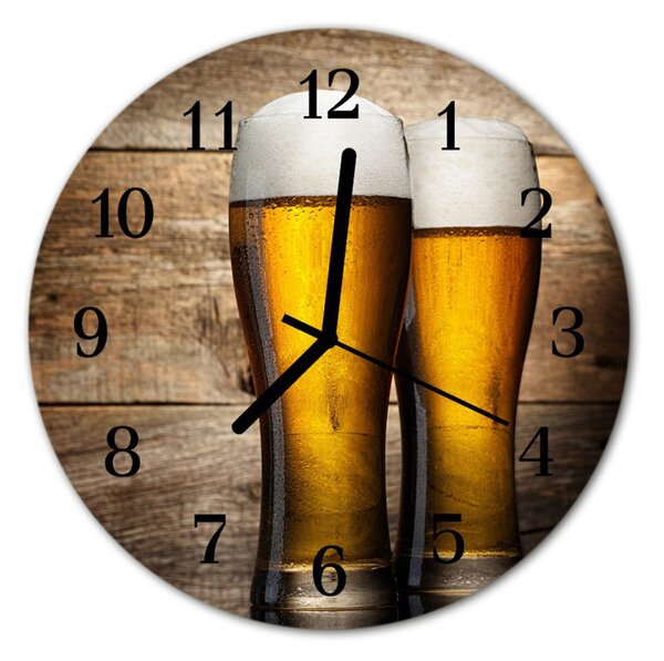 Nástenné sklenené hodiny Pivo fi 30 cm