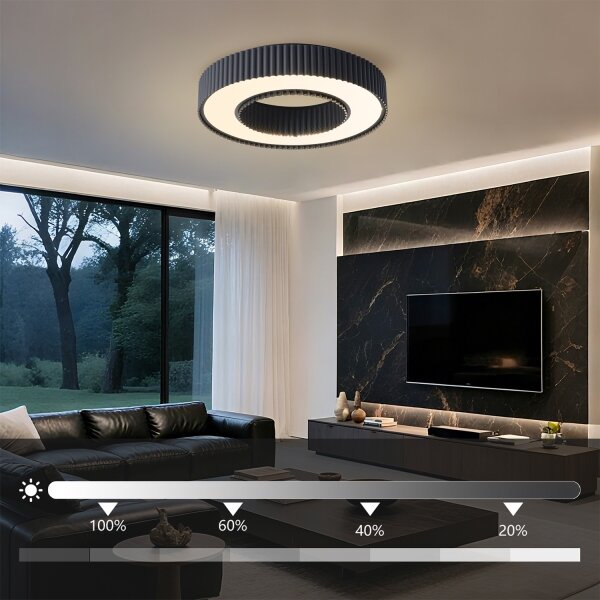 Brilagi - stmievateľné LED stropné svietidlo LUMIX LED/48W/230V 3000-6000K čierne pr. 50 cm + diaľkový ovládač