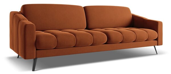 Oranžová zamatová pohovka 238 cm Nalu – Makamii