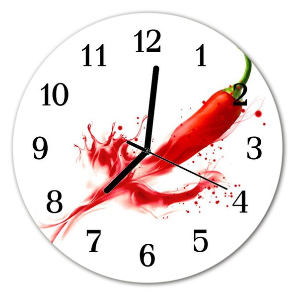 Nástenné sklenené hodiny Paprika fi 30 cm