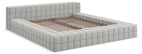 Svetlosivá čalúnená dvojlôžková posteľ s roštom 140x200 cm Akela – Makamii