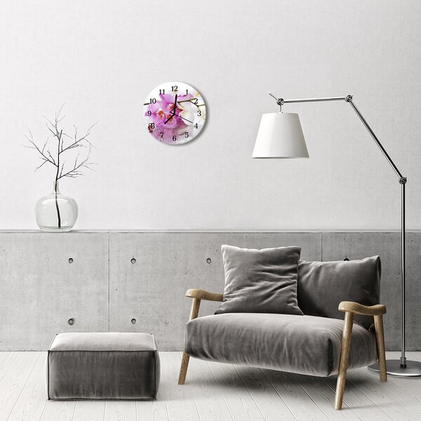 Nástenné sklenené hodiny Orchidea fi 30 cm