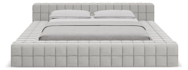 Svetlosivá čalúnená dvojlôžková posteľ s roštom 140x200 cm Akela – Makamii