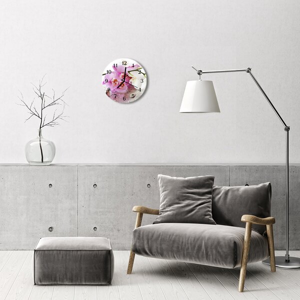 Nástenné sklenené hodiny Orchidea fi 30 cm
