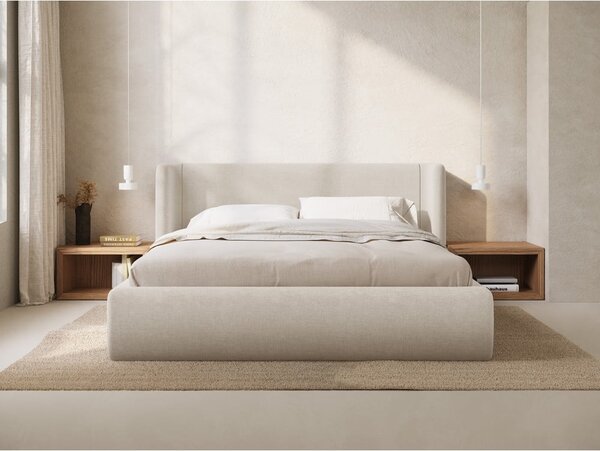 Krémovobiela čalúnená dvojlôžková posteľ s úložným priestorom s roštom 200x200 cm Jason – Windsor & Co Sofas