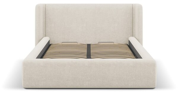 Krémovobiela čalúnená dvojlôžková posteľ s úložným priestorom s roštom 200x200 cm Jason – Windsor & Co Sofas