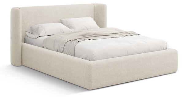 Krémovobiela čalúnená dvojlôžková posteľ s úložným priestorom s roštom 200x200 cm Jason – Windsor & Co Sofas