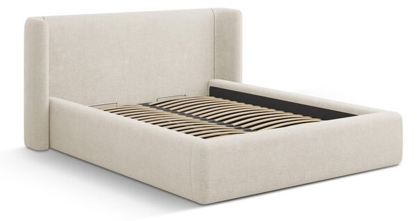 Krémovobiela čalúnená dvojlôžková posteľ s úložným priestorom s roštom 200x200 cm Jason – Windsor & Co Sofas