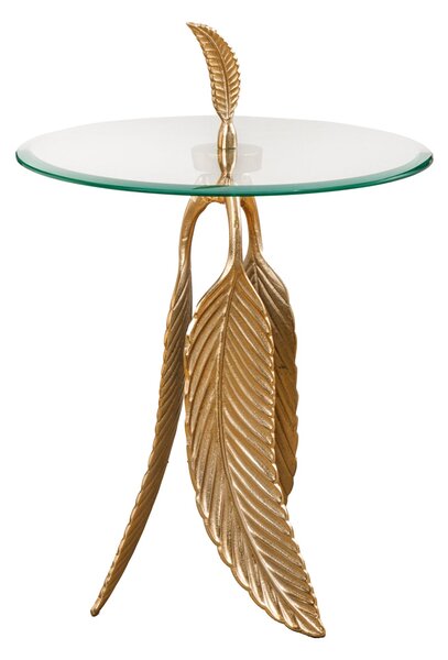 Bočný stolík FEATHER 65 cm zlatý 7 mm tvrdené sklo