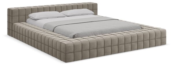 Čalúnená dvojlôžková posteľ taupe s roštom 140x200 cm Akela – Makamii