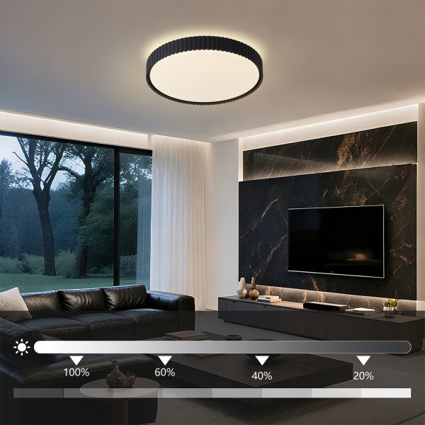 Brilagi - LED stmievateľné stropné svietidlo CORVO LED/54W/230V 3000-6000K čierne, priemer 40 cm + diaľkové ovládanie