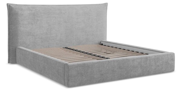 Svetlosivá čalúnená dvojlôžková posteľ s úložným priestorom s roštom 140x200 cm Esala – Makamii