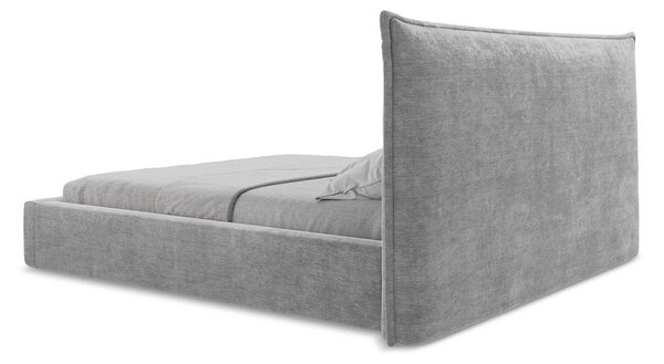 Svetlosivá čalúnená dvojlôžková posteľ s úložným priestorom s roštom 140x200 cm Esala – Makamii