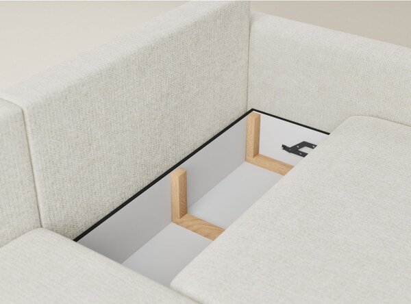 Krémová ženilková rozkladacia/s úložným priestorom rohová pohovka (ľavý roh/s leňoškou) Leon – Maison de Rêve
