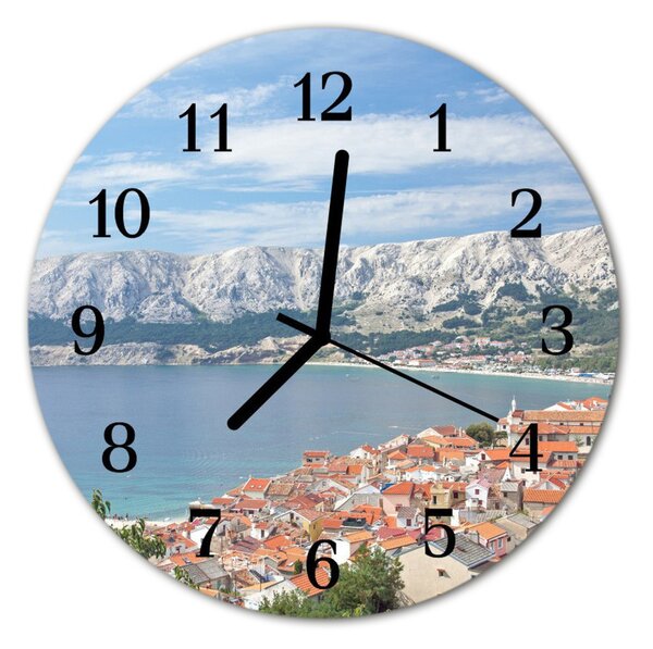 Nástenné sklenené hodiny Záliv fi 30 cm