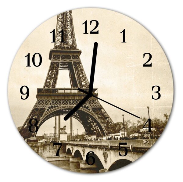 Nástenné sklenené hodiny Paríž fi 30 cm