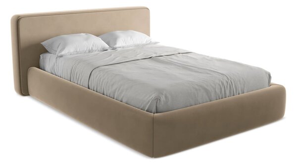 Svetlohnedá čalúnená dvojlôžková posteľ s úložným priestorom s roštom 160x200 cm Kiana – Makamii