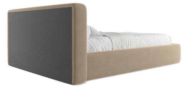 Svetlohnedá čalúnená dvojlôžková posteľ s úložným priestorom s roštom 160x200 cm Kiana – Makamii