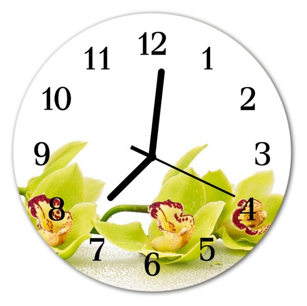 Nástenné sklenené hodiny Orchidea fi 30 cm