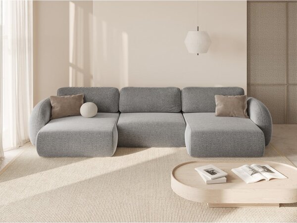 Svetlosivá ženilková rozkladacia/s úložným priestorom rohová pohovka (do tvaru "U") Tonale – Cosmopolitan Design